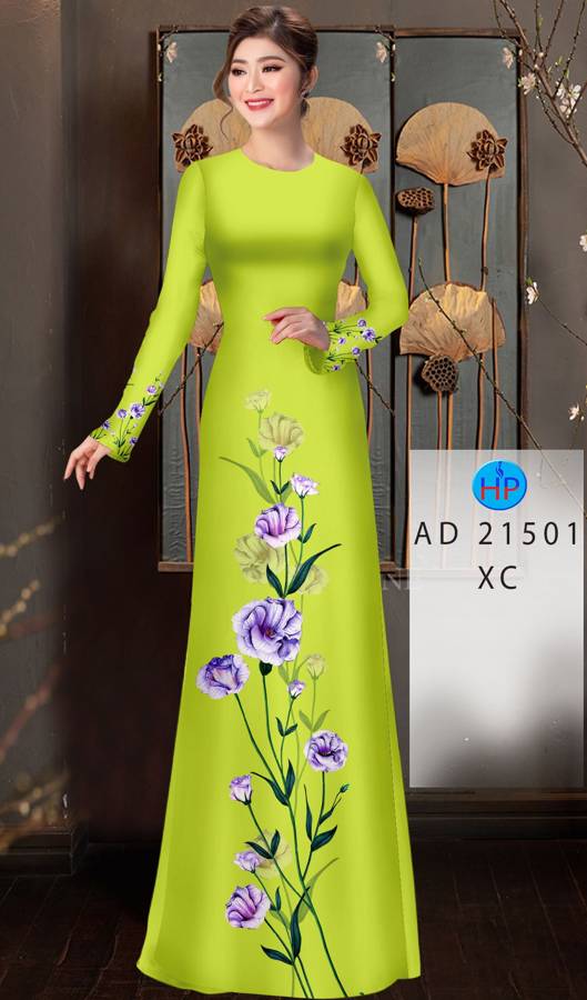 Vải Áo Dài Hoa In 3D AD 21501 6